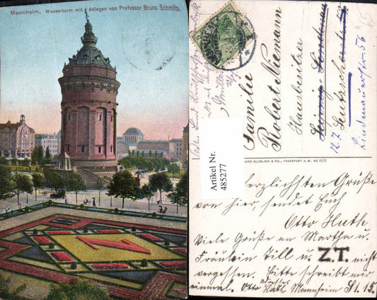 485277,Mannheim Wasserturm m. Anlagen v. Prof. Bruno Schmits