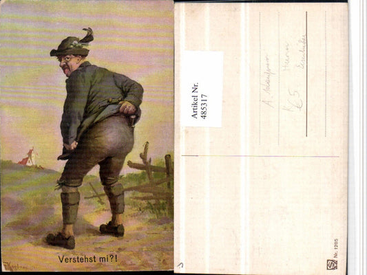 485317,Künstler AK A. Kaufmann Exzentriker Humor Po Zunge Federhut