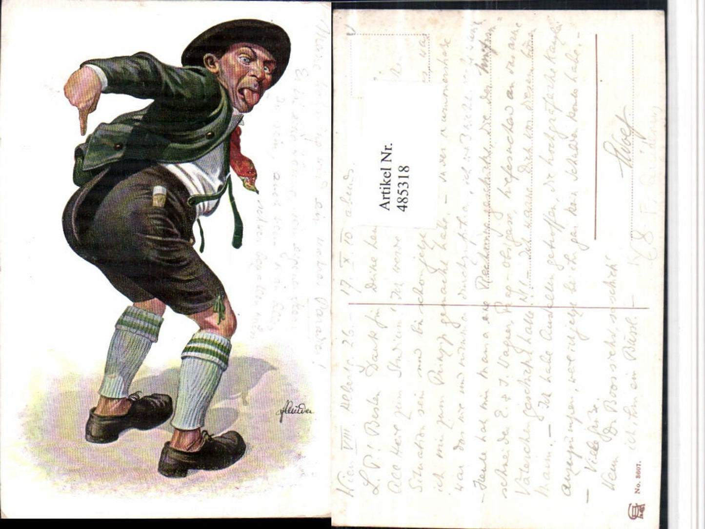 485318,Künstler AK F. Quidenus Scherz Humor Exzentriker Po Zunge