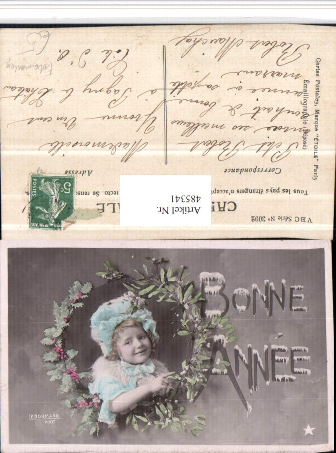 485341,Neujahr Fotomontage Kind Mädchen Haube Mistelzweige