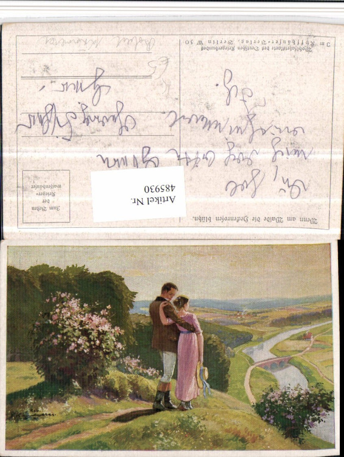 485930,Künstler AK Robert Kämmerer Liebe Paar Landschaft