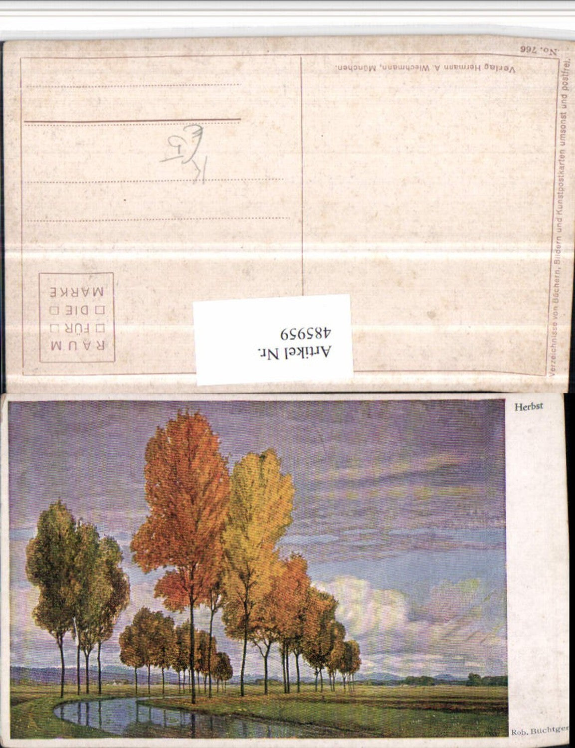 485959,Künstler AK Rob. Büchtger Herbst Landschaft Fluss