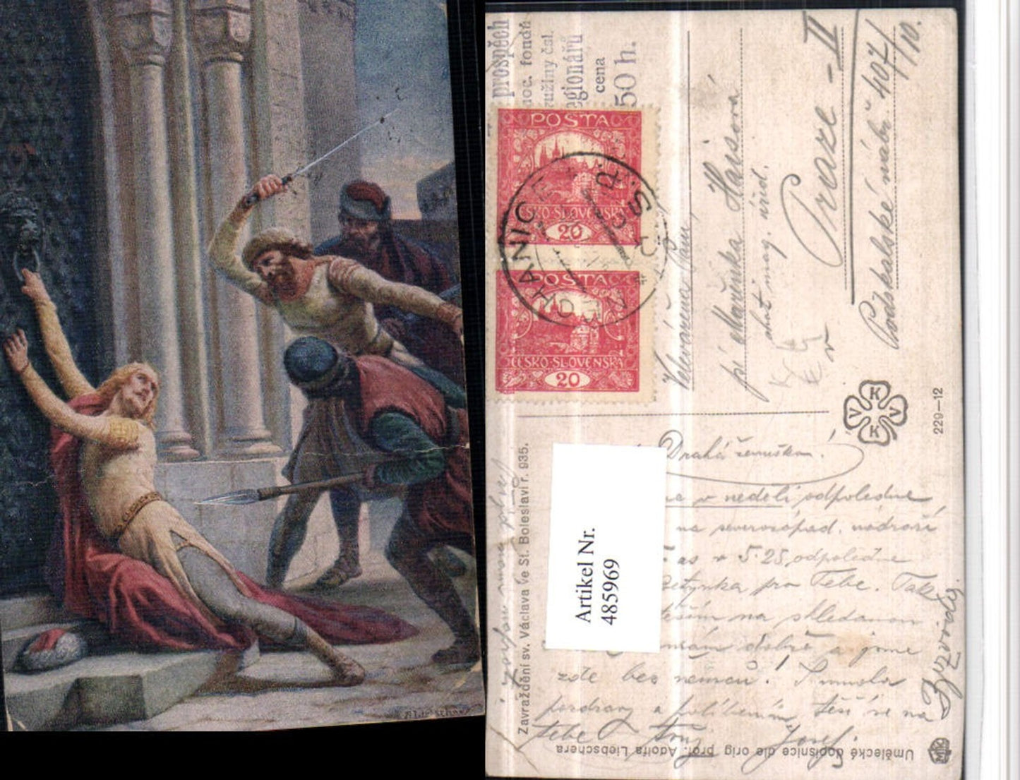 485969,Künstler AK Adolfa Liebschera Zavrazdeni sv Vaclava ve St. Boleslavi Kampf
