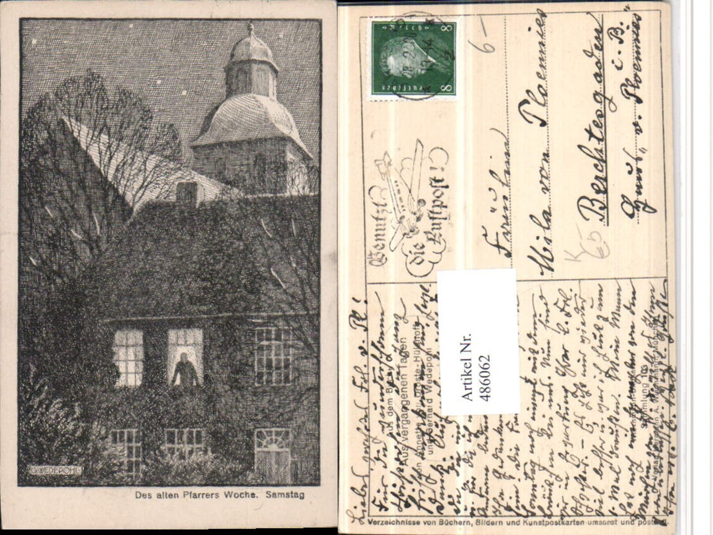 486062,Künstler AK Gerhard Wedepohl Des alten Pfarrers Woche Kirche