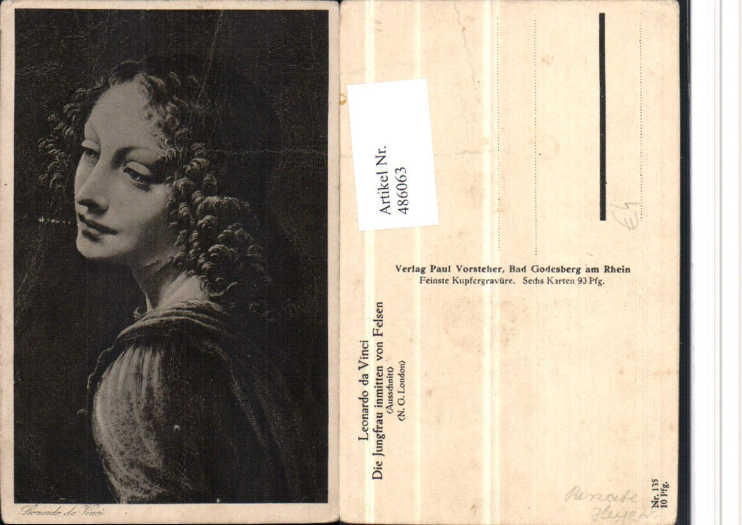 486063,Künstler AK Leonardo da Vinci Jungfrau inmitten von Felsen Portrait