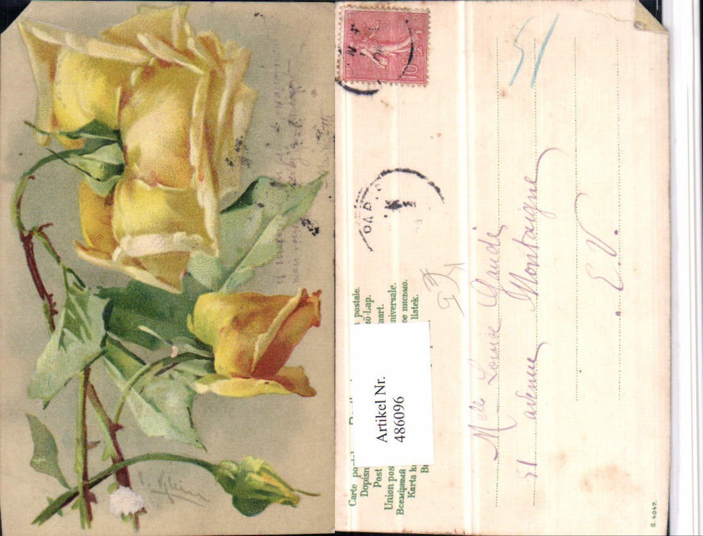 486096,Künstler AK Catharina Klein Gelbe Rosen Knospe Blumen