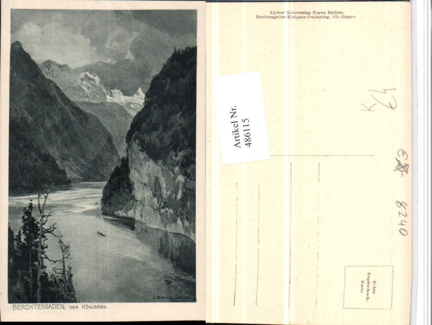 486115,Künstler AK E. Harrison Compton Berchtesgaden Königssee See Bergkulisse