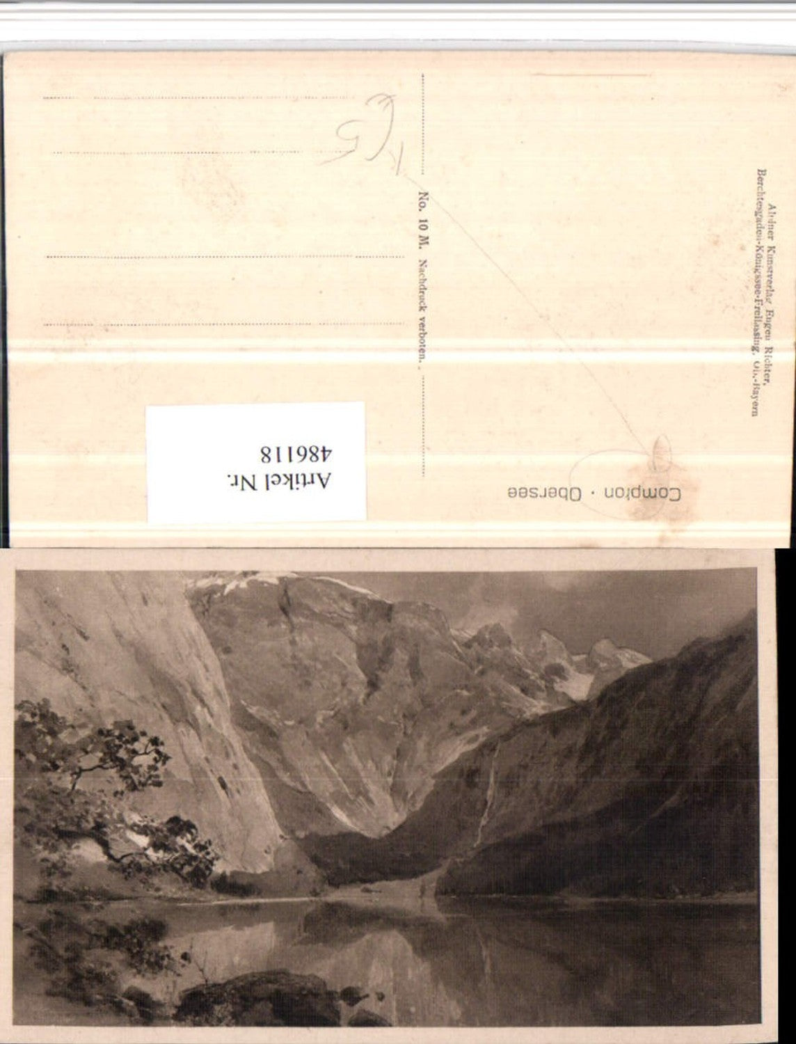 486118, Artist AK E. Harrison Compton Obersee Lake near Berchtesgaden Mountain scenery