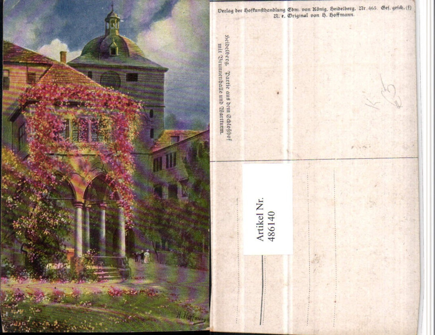 486140,Künstler AK Heinrich Hoffmann Heidelberg Schlosshof pub Edm. König 465