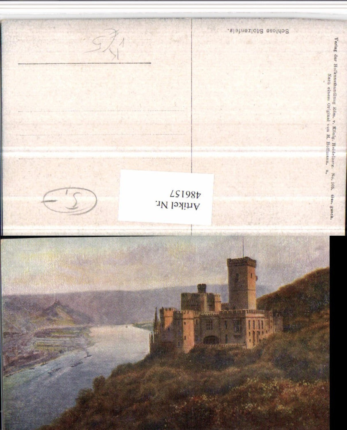 486157,Künstler AK Heinrich Hoffmann Koblenz Schloss Stolzenfels pub Edm. König 105