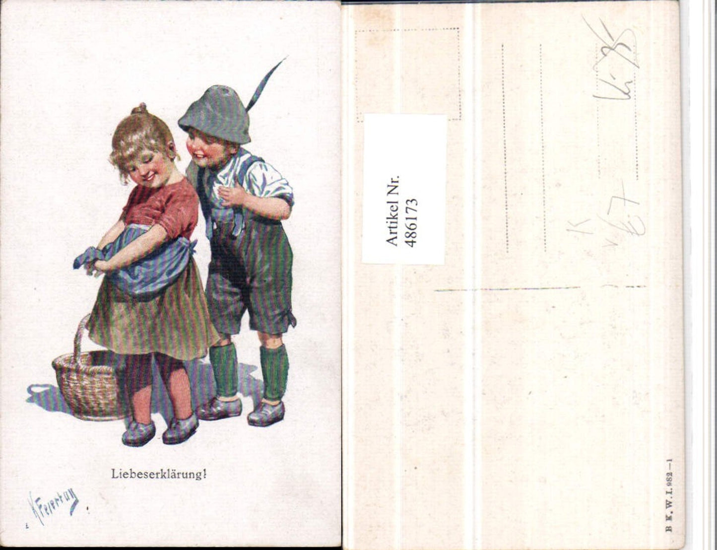486173, Artist AK Karl Feiertag Declaration of Love Children Love pub BKWI 982/1