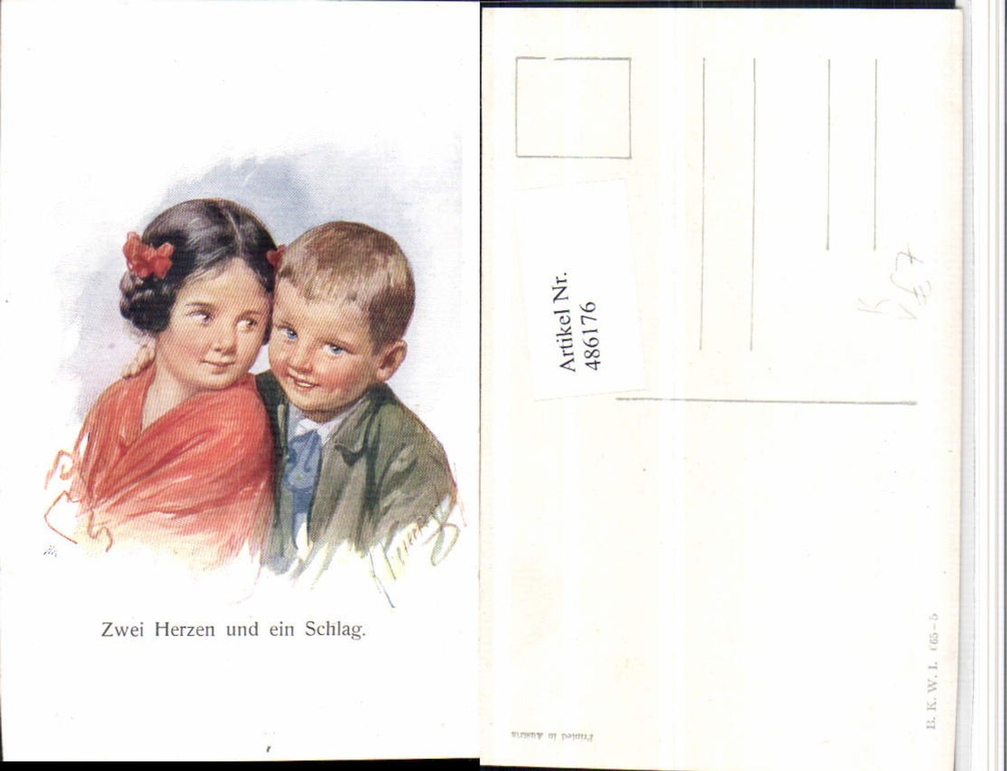 486176,Künstler AK Karl Feiertag Zwei Herzen und ein Schlag Kinder pub B.K.W.I. 665/5
