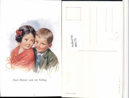 486176,Künstler AK Karl Feiertag Zwei Herzen und ein Schlag Kinder pub B.K.W.I. 665/5