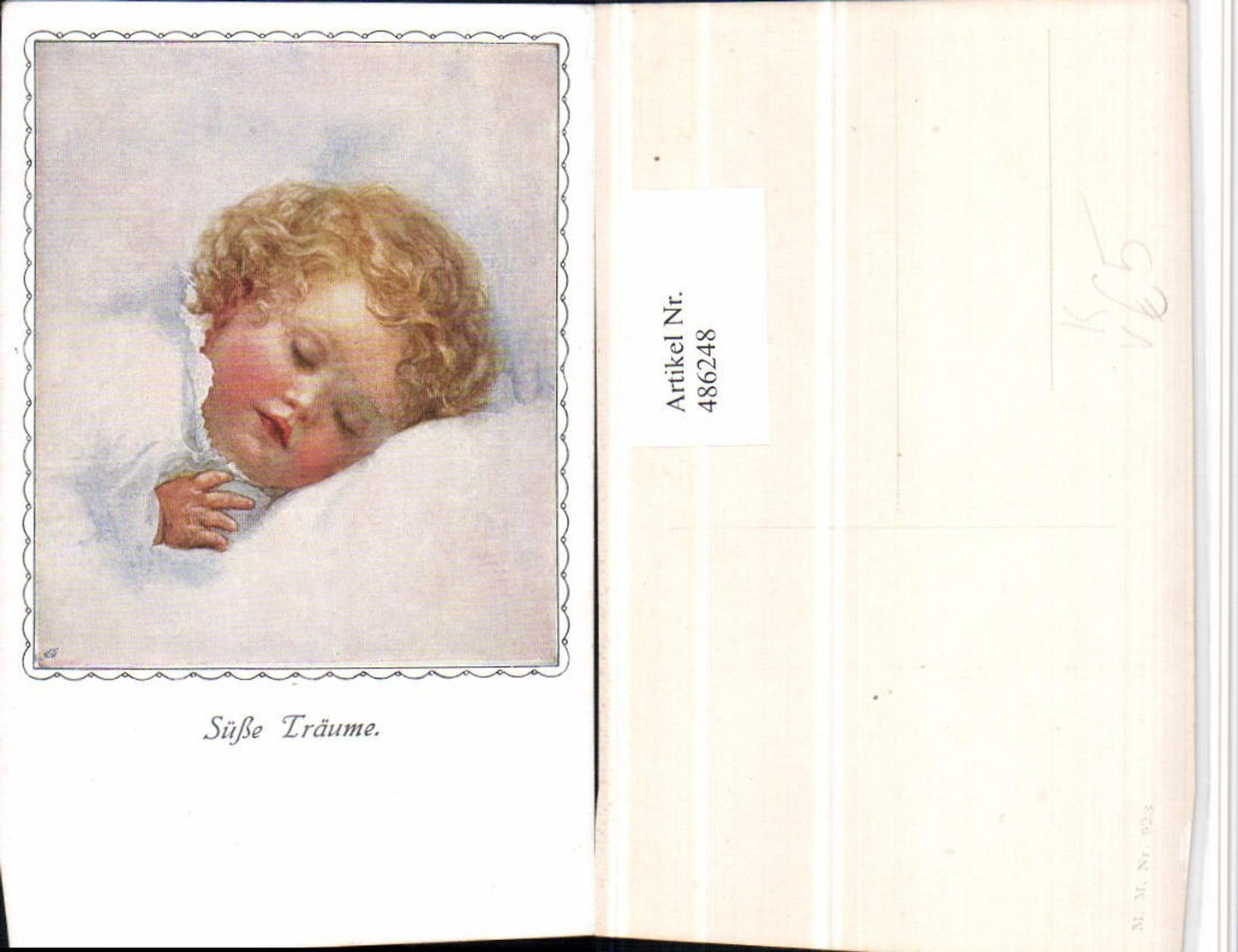 486248,M. Munk Vienne 923 Künstlerkarte Süße Träume Kind b. Schlafen
