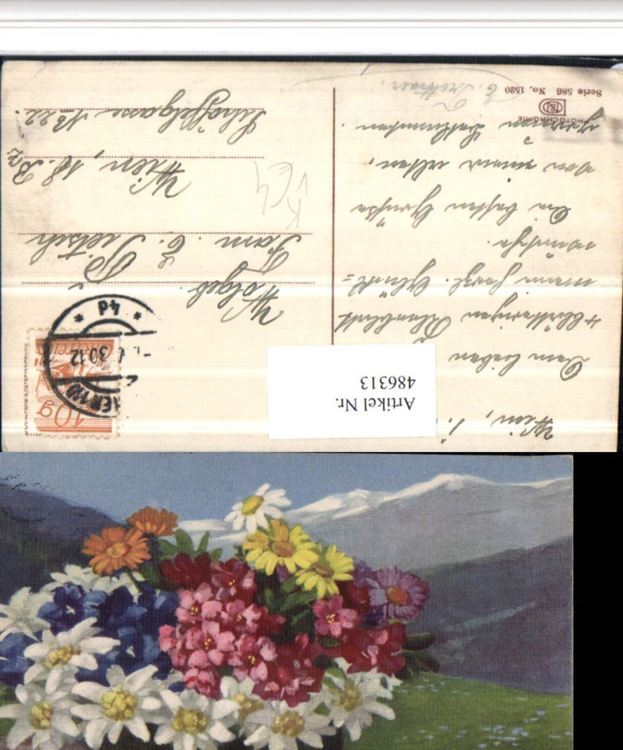 486313,Photochromie Nenke & Ostermaier 586/1520 Künstler A. Wagner Alpenblumen