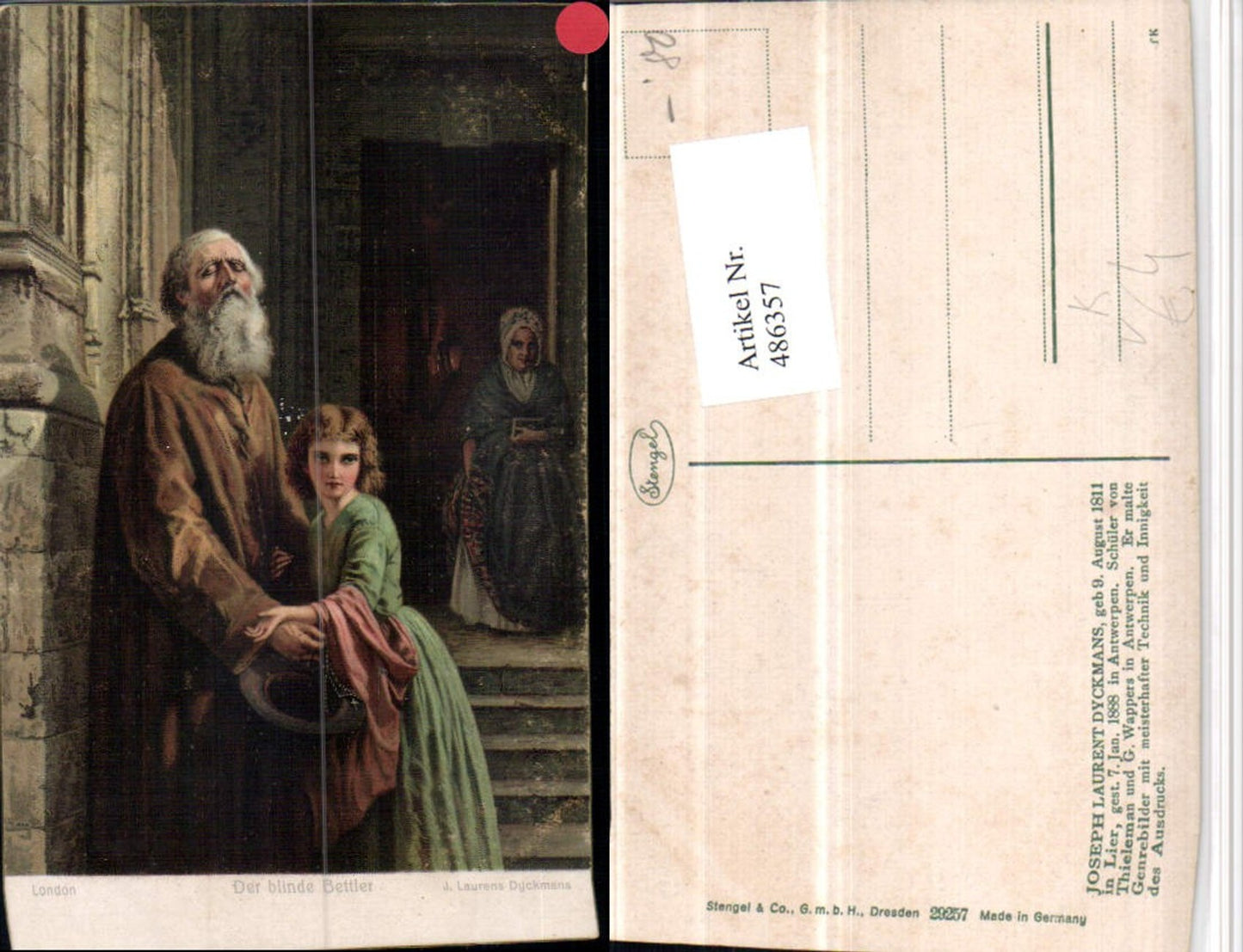 486357,Stengel Co 29257 Künstler Joseph Laurent Dyckmans Der blinde Bettler