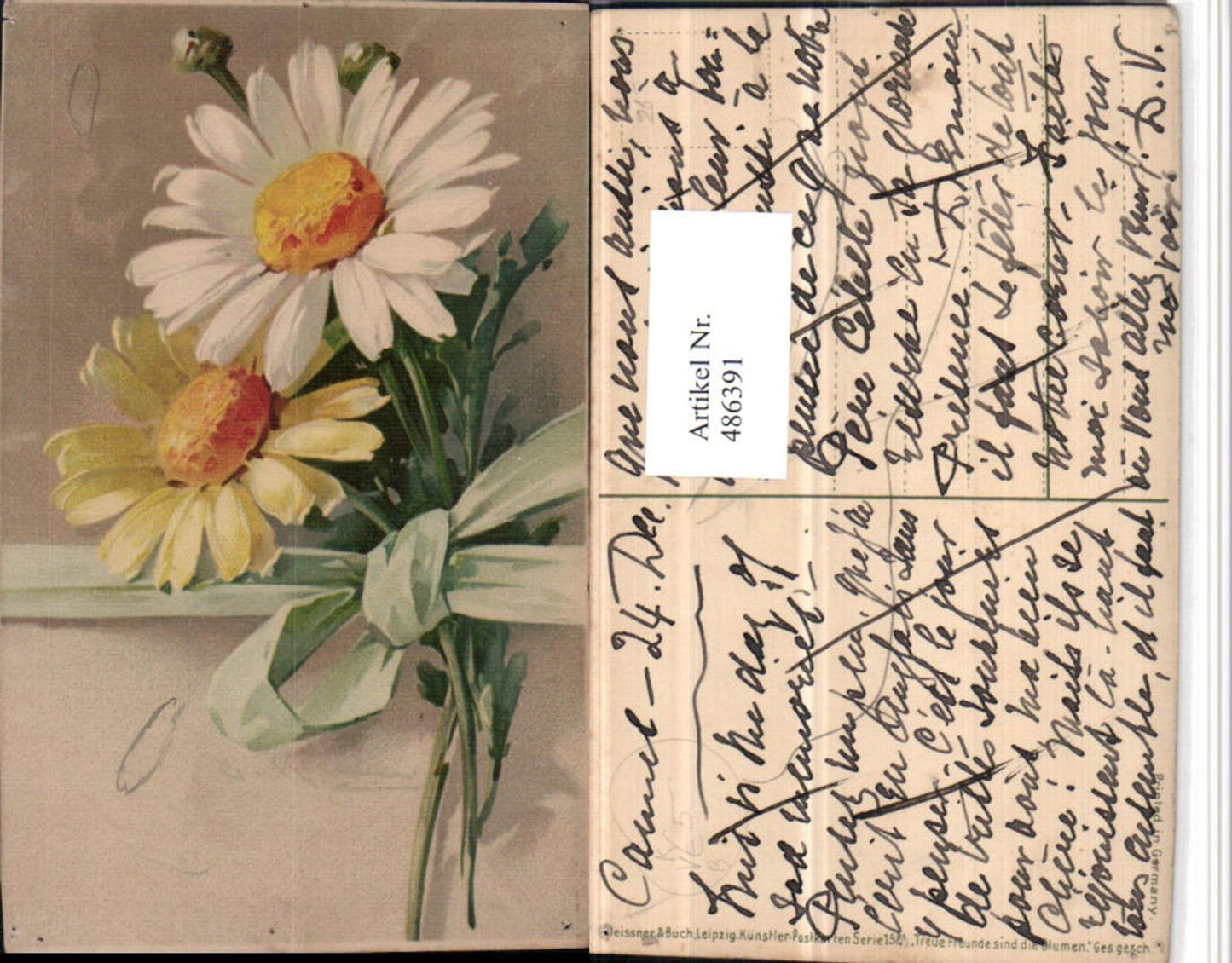 486391,Meissner & Buch 1581 Künstlerkarte Margeriten Blumen