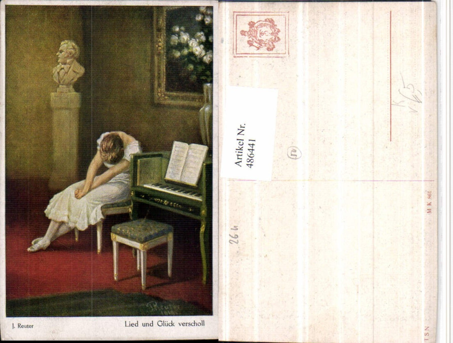 486441,Theo Stroefer 861 Künstler J. Reuter Lied u. Glück verscholl Trauer Klavier
