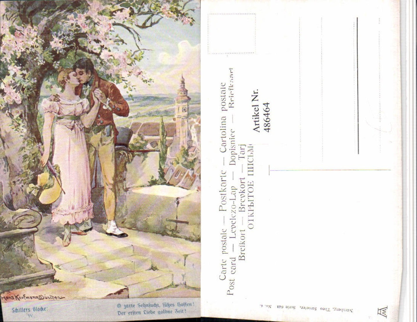 486464,Theo Stroefer 643/4 Künstler H. Kaufmann Liebe Paar Kuss Schillers Glocke