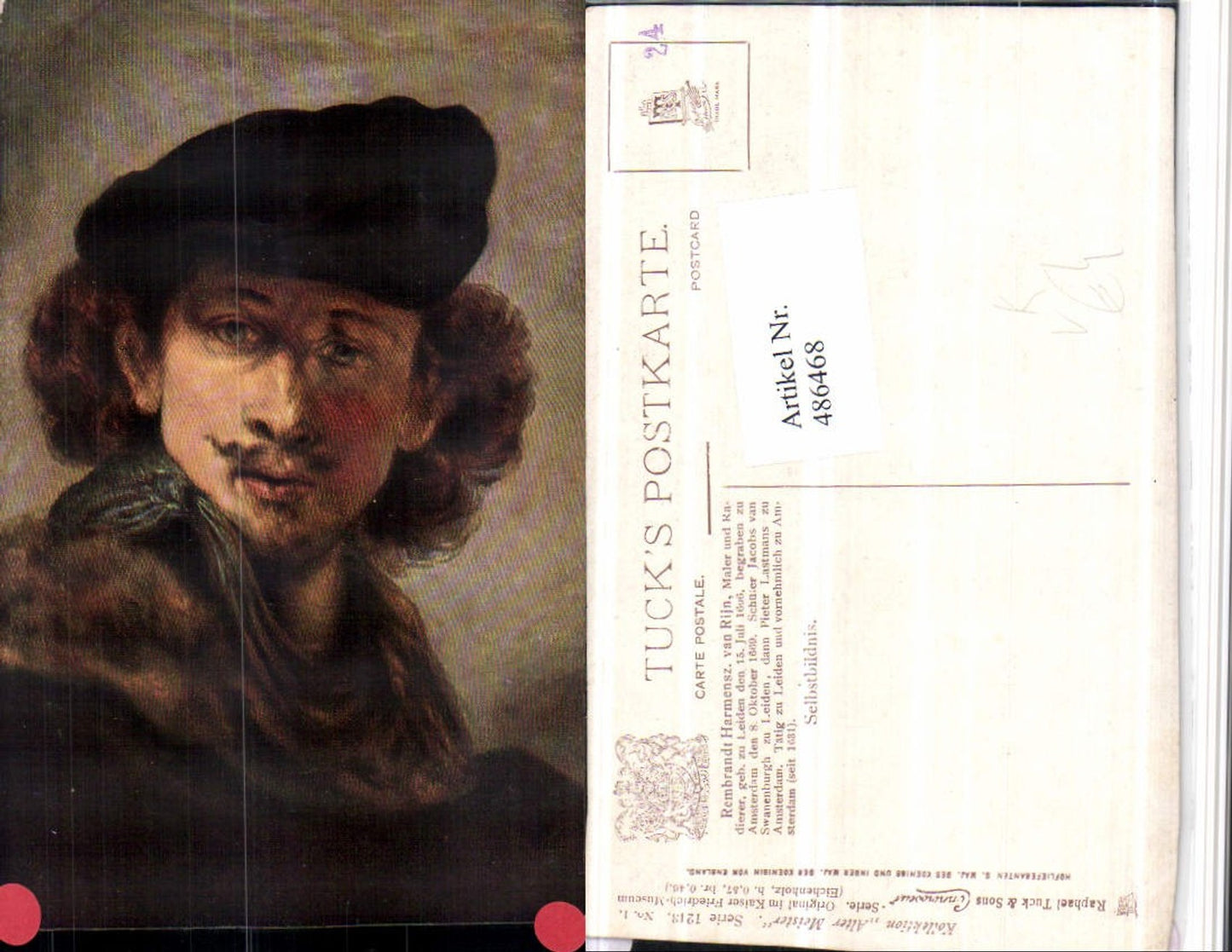 486468,Raphael Tuck & Sons 1243/1 Künstler Rembrandt Harmensz van Rijn Selbstbildnis