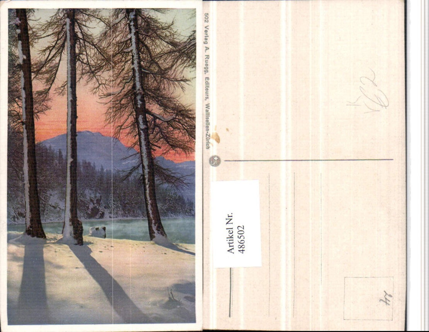 486502,Fotokunst A. Ruegg 502 Winterlandschaft See Bergkulisse