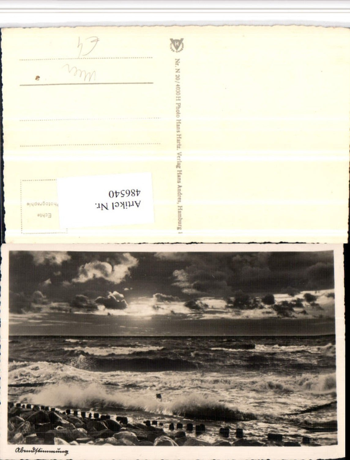 486540,Fotokunst Hans Hartz Abendstimmung Meer pub Hans Andres N20/4030