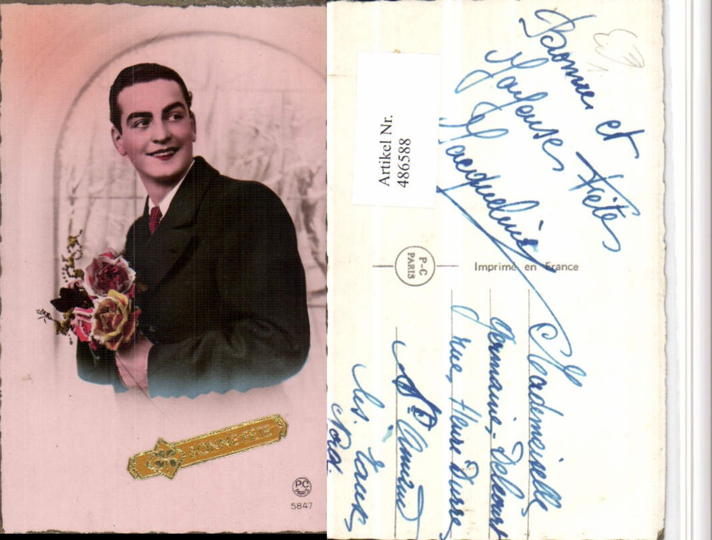 486588,P.C. Paris 5847 Mann Anzug Rosenstrauß