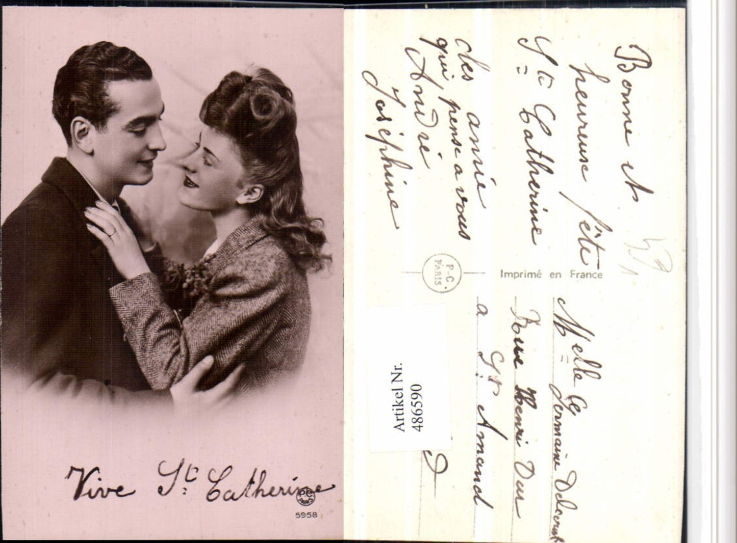 486590,P.C. Paris 5958 Liebe Paar verliebte Blicke