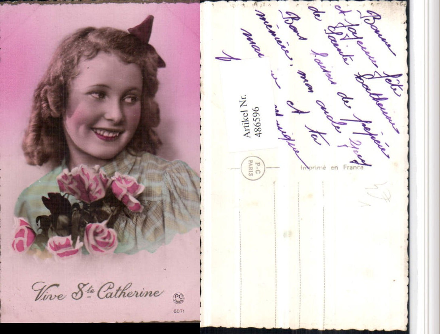 486596,P.C. Paris 6071 Ste Catherine Frau Mädchen Portrait Rosen