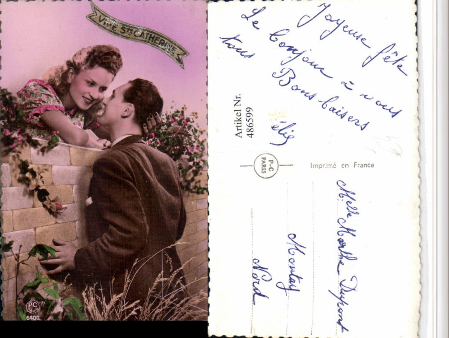 486599,P.C. Paris 6400 Ste Catherine Liebe Paar Mauer