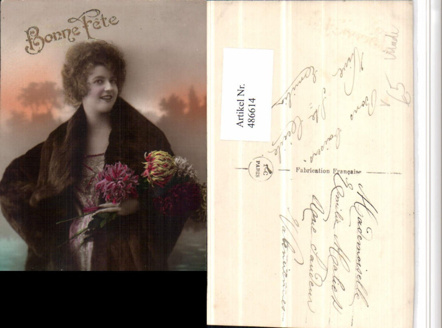 486614,P.C. Paris 118 Bonne Fete Frau Fellmantel Blumen