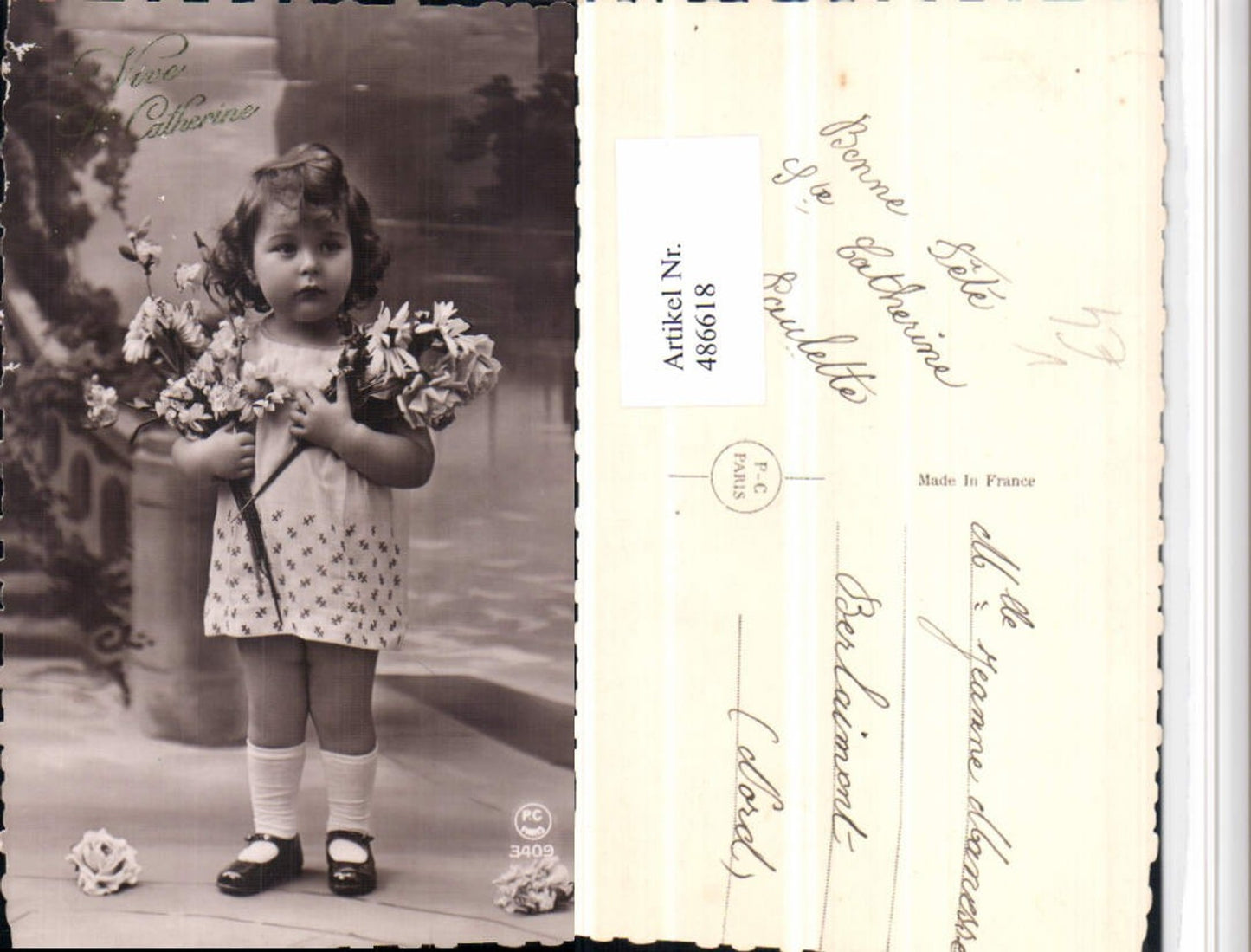 486618,P.C. Paris 3409 Ste Catherine Kind Mädchen Strümpfe Blumen