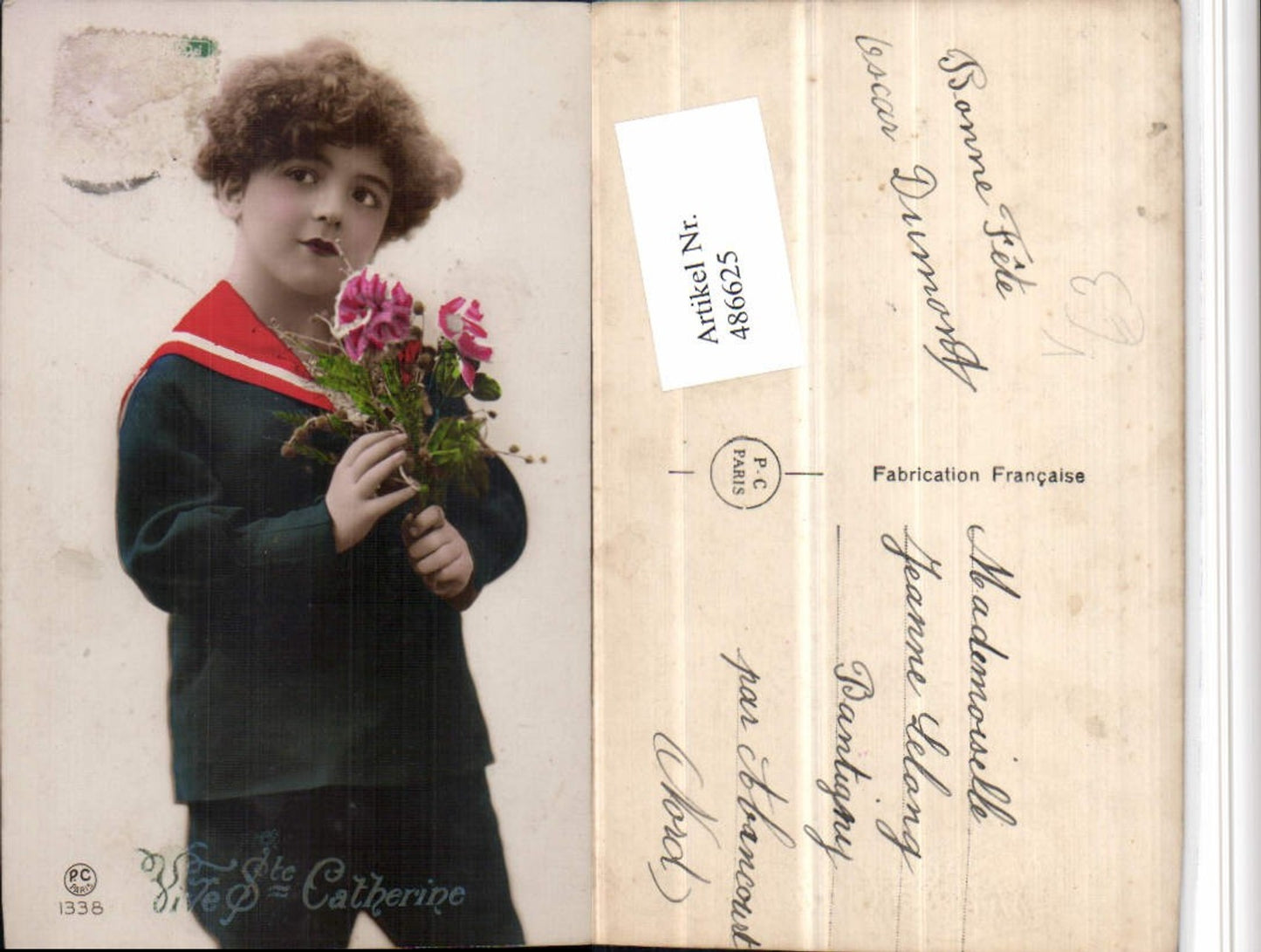 486625,P.C. Paris 1338 Ste Catherine Kind Bub Junge Blumen