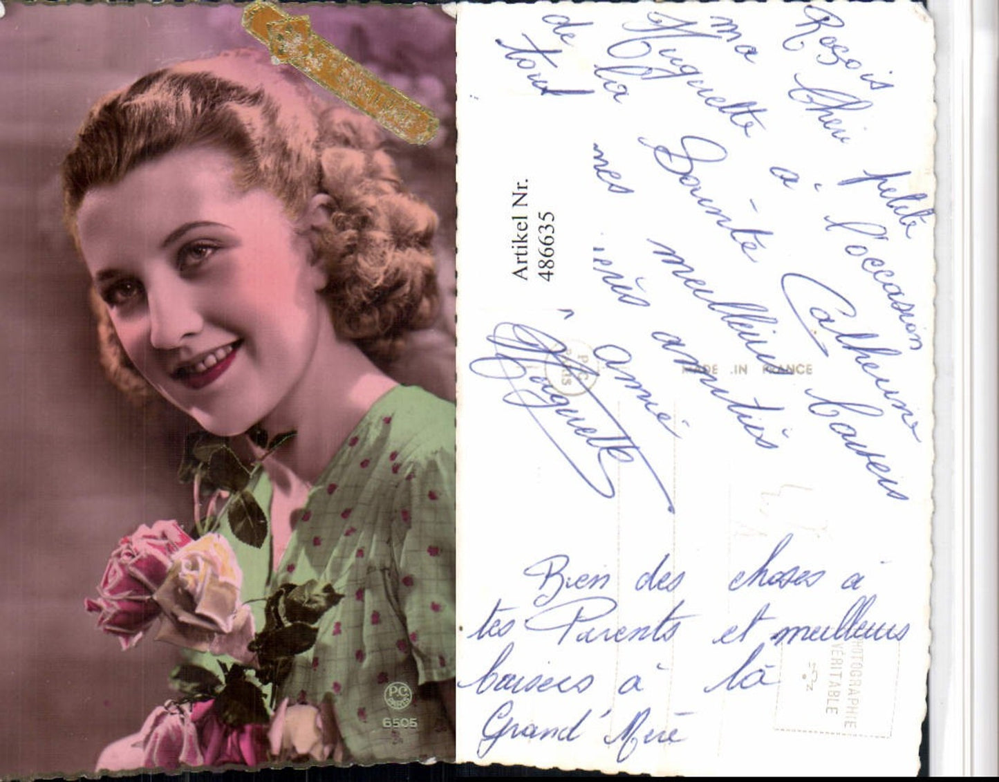 486635,P.C. Paris 6505 Ste Catherine Frau Portrait Rosen