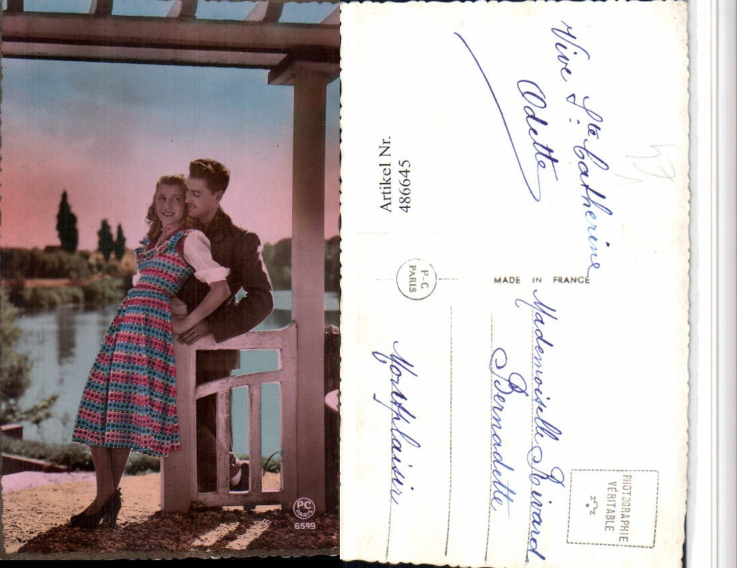 486645,P.C. Paris 6549 Liebe Paar Frau m. Kleid