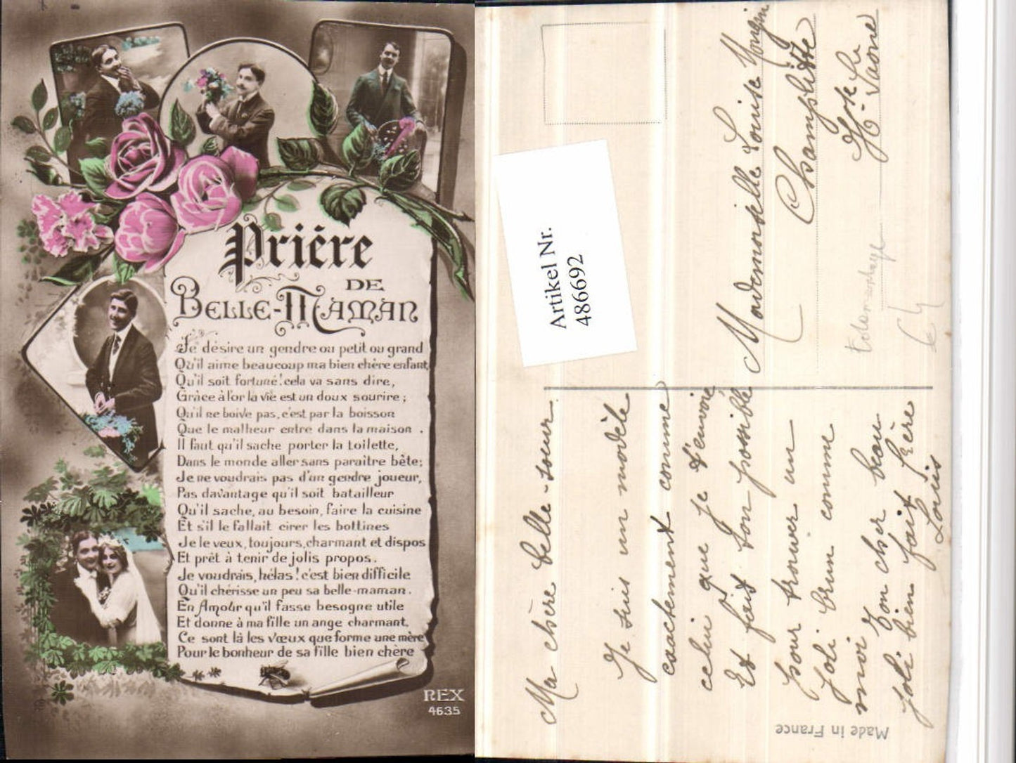 486692,Fotomontage Priere de Belle-Maman Mann Portraits Text pub REX 4635