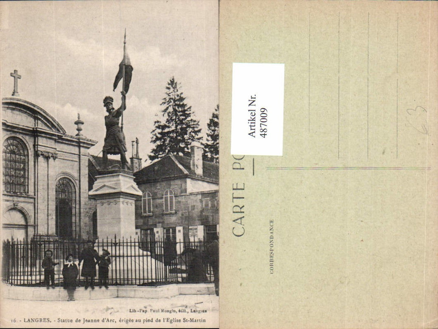 487009,Langres Statue de Jeanne d Arc Eglise St Martin
