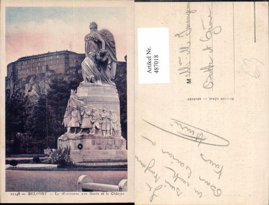 487018,Statue Belfort Le Monument aux Morts et le Chateau