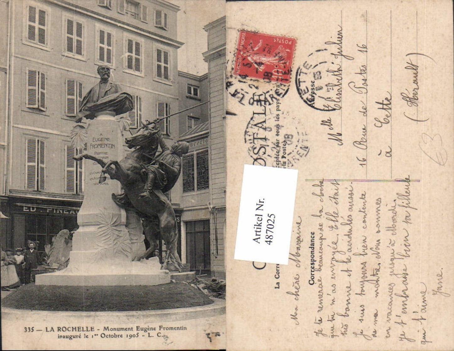 487025,Statue La Rochelle Monument Eugene Fromentin
