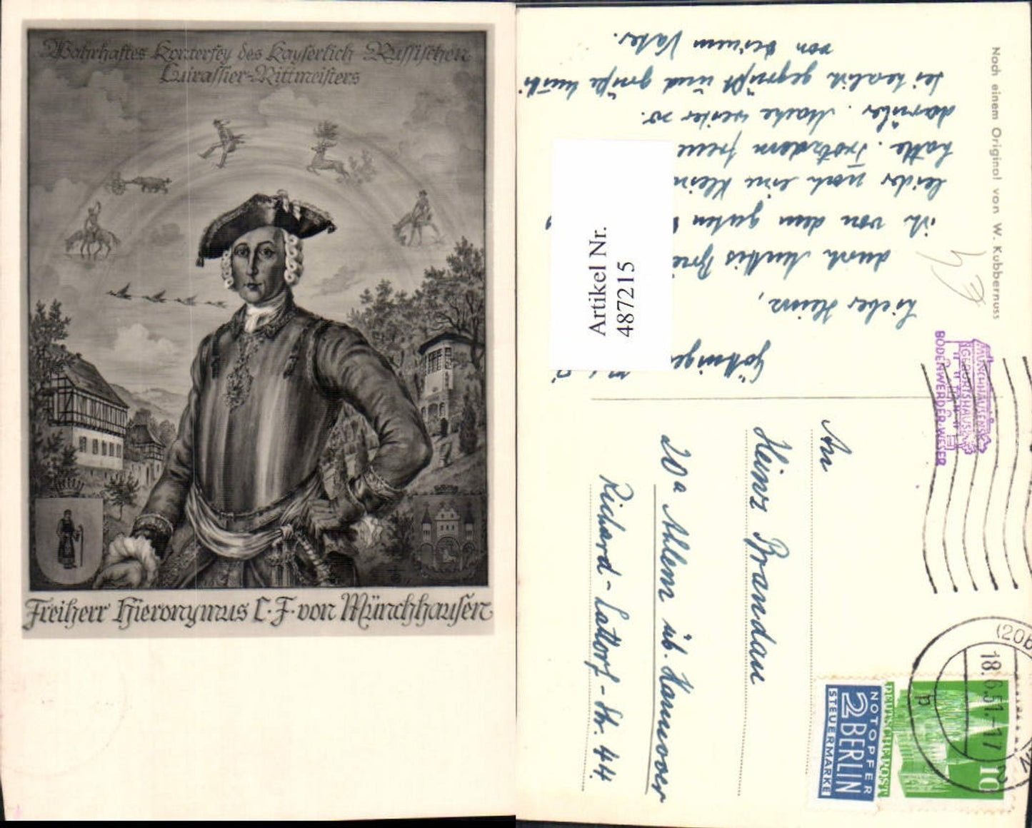 487215,Künstler Ak W. Kubbernuss Freiherr Hieronymus L. F. von Münchhausen Adel Monarchie