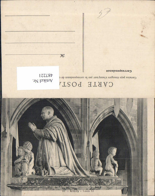 487221,Statue Louis XI betend Clery Adel Monarchie