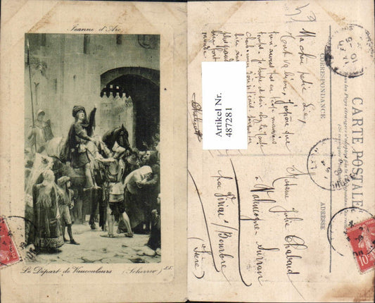487281,Künstler Ak Scherrer Jeanne d Arc Le Depart de Vaucouleurs Kunst Wissenschaft