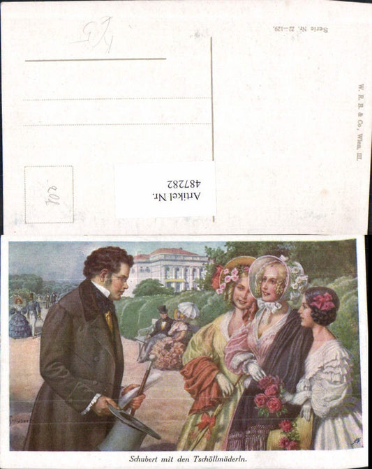 487282,Künstler Ak Schubert m. d. Tschöllmäderl Komponist