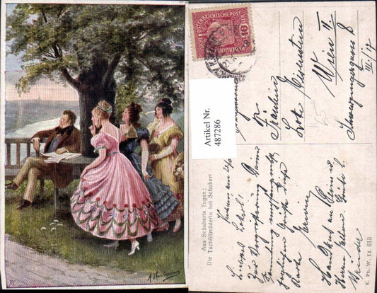 487286,Künstler Ak Die Tschöllmäderln b. Schubert Komponist
