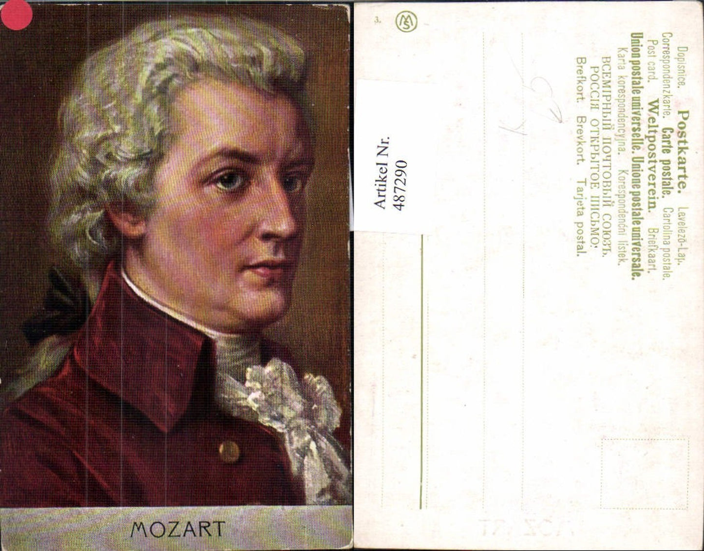487290,Künstler Ak Mozart Portrait Komponist