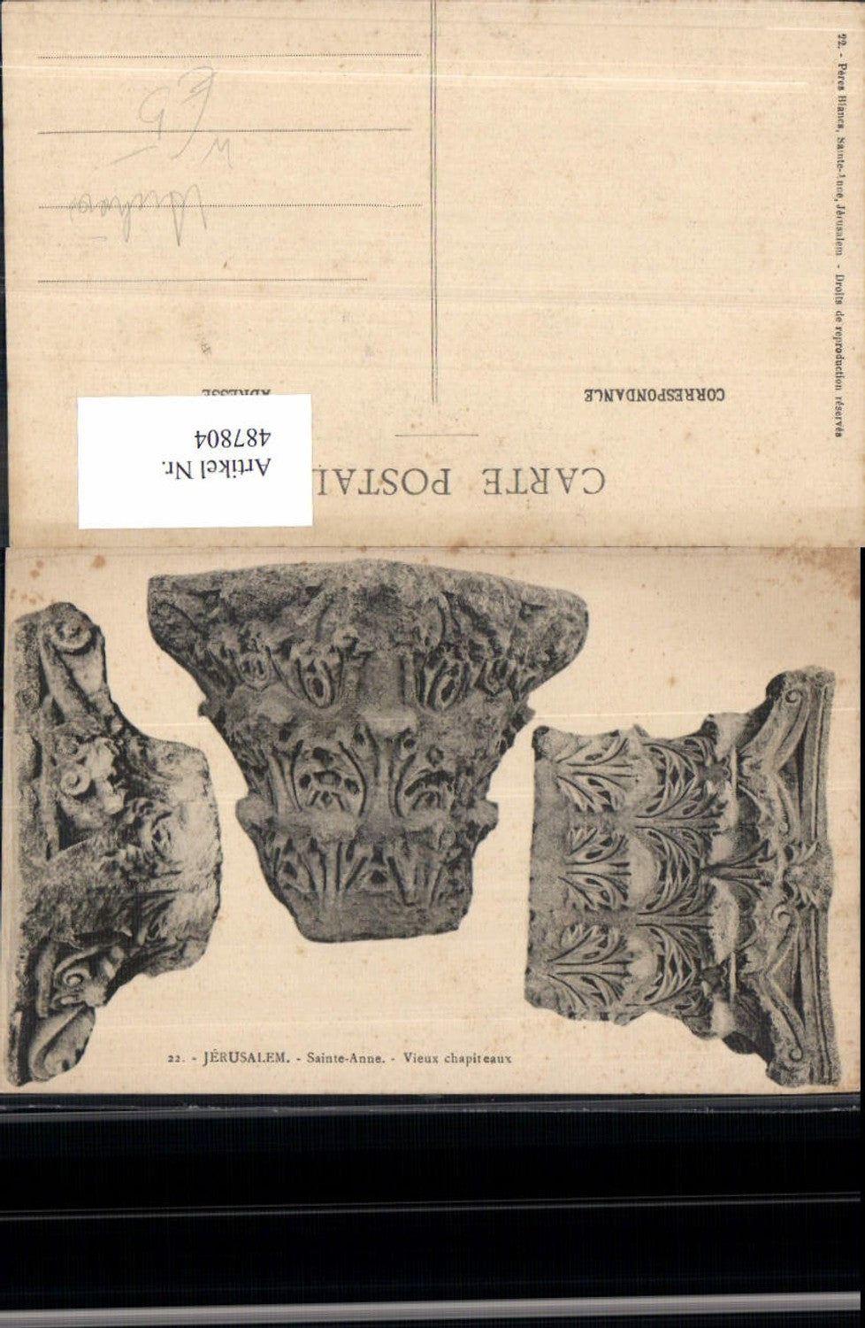 487804,Jerusalem Sainte-Anne Vieux chapiteaux Archäologie Ausgrabung