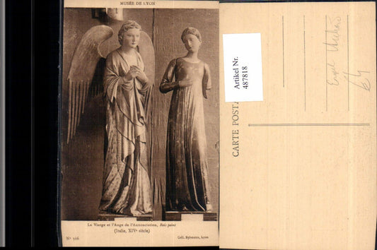 487818,Musee de Lyon La Vierge et l Ange de l Annonciation Engel Statue Archäologie Ausgrabung