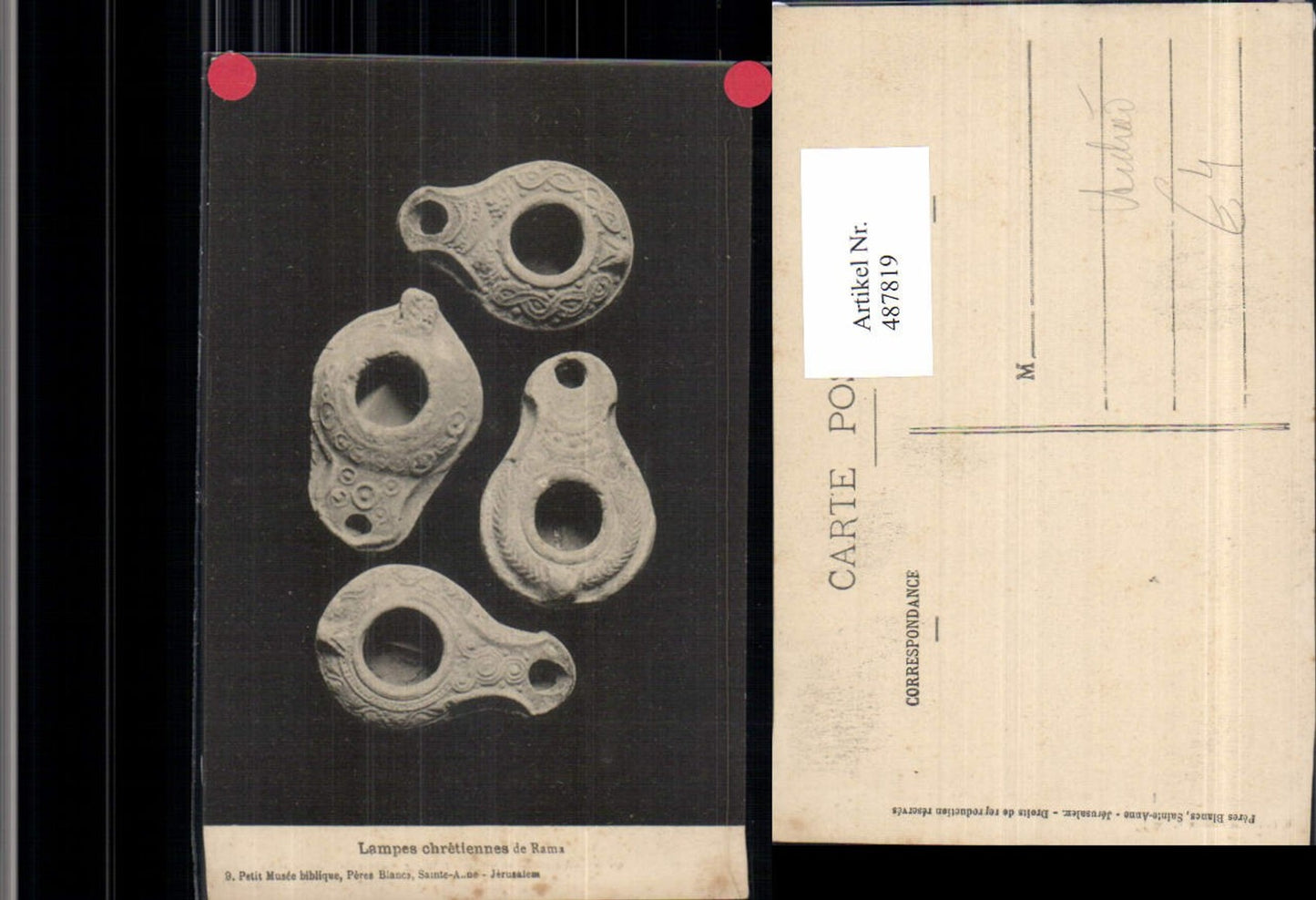 487819,Lampes chretiennes de Rama Gefäße Archäologie Ausgrabung