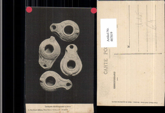 487819,Lampes chretiennes de Rama Gefäße Archäologie Ausgrabung