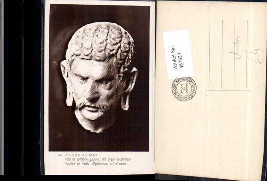487823,Musee Guimet Tete de barbare gaulois Art greco-bouddhique Kopf Archäologie Ausgrabung